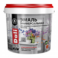 Эмаль акриловая полуматовая 0,9 кг DALI универсальная База А RAL 9010 *6/384