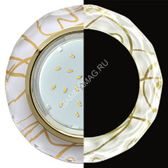 Светильник встраиваемый GX53 H4 LD5313 Ecola Glass Стек. Круг грань зол на бел.SG53RCECH *10/30