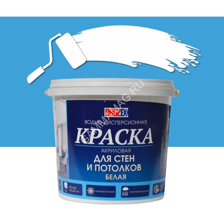 Краска акриловая для стен и потолков 1,2 кг BROZEX *12/432