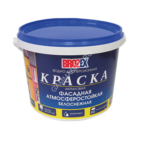 Краска акриловая фасадная 6 кг BROZEX белоснежная *1/75