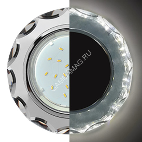Светильник встраиваемый GX53 H4 LD5313 Ecola Glass Стекло Круг с подсв. хром SM53RCECH *10/30