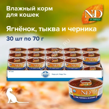 Farmina (Фармина) N&D Cat 0,070кг консерва тыква ягненок и черника для кошек (102109)
