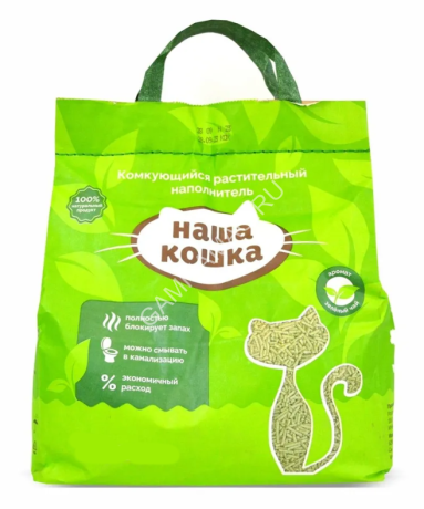 Наполнитель (Наша кошка) Зеленый чай 10л (4,2 кг) Тофу растительный комкующийся для кошек