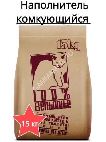 Наполнитель (No name) 15кг комкующийся для кошек (бумажный крафт-пакет)