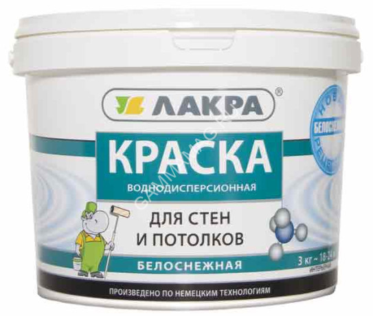 Краска акриловая для стен и потолков 1,3 кг Лакра белоснежная *12/432