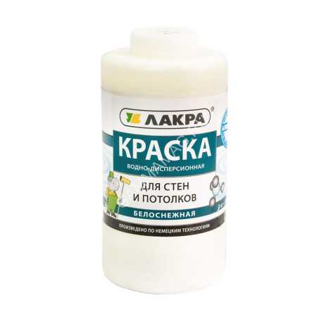 Краска акриловая для стен и потолков 1,3 кг Лакра белоснежная *12/432