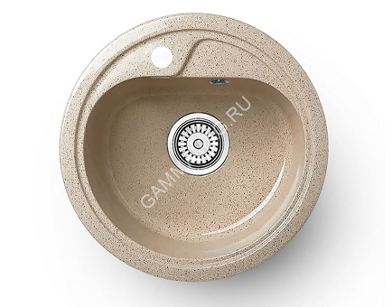Мойка из искусственного камня круглая песочная глянцевая AG1C5 450*190мм AGATA *1