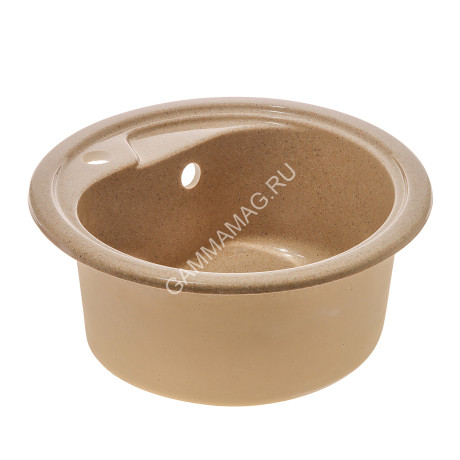 Мойка из искусственного камня круглая песочная глянцевая AG1C5 450*190мм AGATA *1
