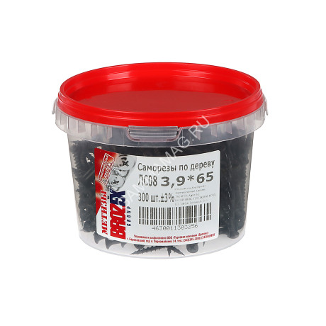 Саморезы по дереву BROZEX ВЕДРО 3,9*65 крупная резьба (300шт) *6