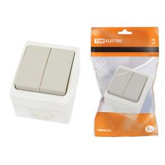 Выключатель "Вуокса" ОП 2кл. белый 10А IP54 TDM SQ1803-0002 *10/100