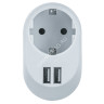 Адаптер д/розетки три выхода:розетка и два USB-разъема Navigator NAD-USB01-1E-C-WH 61454*1/10