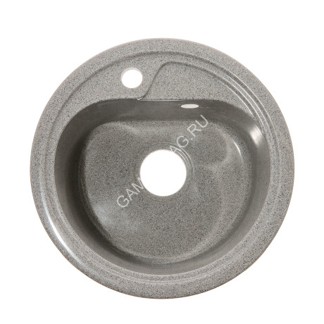 Мойка из искусственного камня круглая серая глянцевая AG1C3 450*190мм AGATA *1