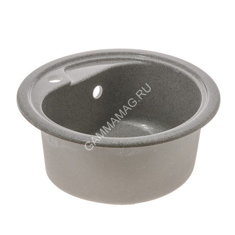 Мойка из искусственного камня круглая серая глянцевая AG1C3 450*190мм AGATA *1