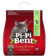 Наполнитель (Pi-Pi-Bent)  5кг Сенсация свежести (бумажный крафт-пакет) комкующийся для кошек