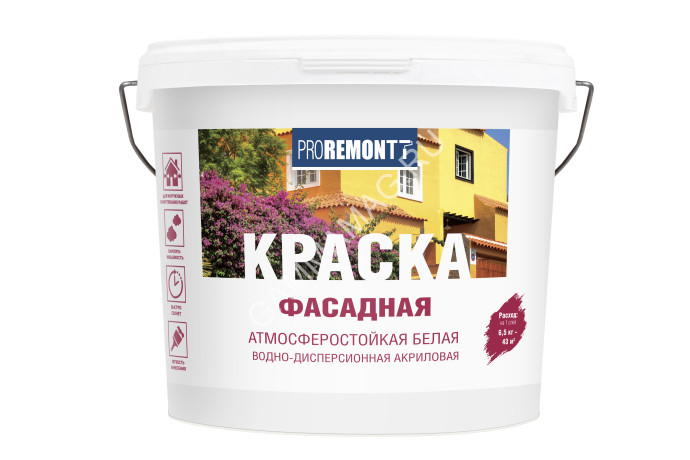 Краска акриловая фасадная 6,5 кг Проремонт *1/72