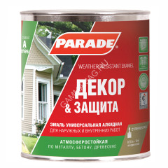 Эмаль алкидная белая 0,75 л PARADE А3 универсальная *1/6/576
