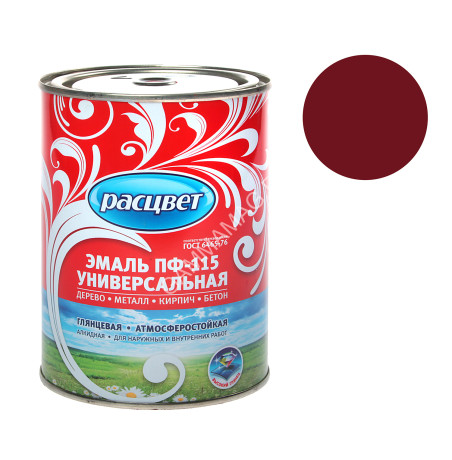 Эмаль ПФ-115 вишневая 0,9 кг Расцвет *1/14/490