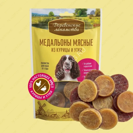 Деревенские лакомства 0,09кг медальоны мясные из курицы и утки для собак (79214925)