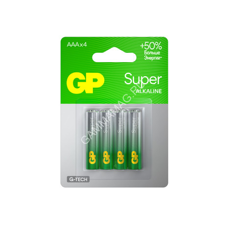 Элемент питания AAA (LR03) GP Super Alkaline (блистер 4шт) 24AA21-2CRSBC4 *1/10/40