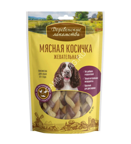 Деревенские лакомства 0,09кг мясная косичка жевательная для собак (79214932)