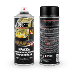 Эмаль-аэрозоль графитовый черный жаростойкая д/мангалов,печей до+800С 520 мл DECORIX (RAL9011) *1/12