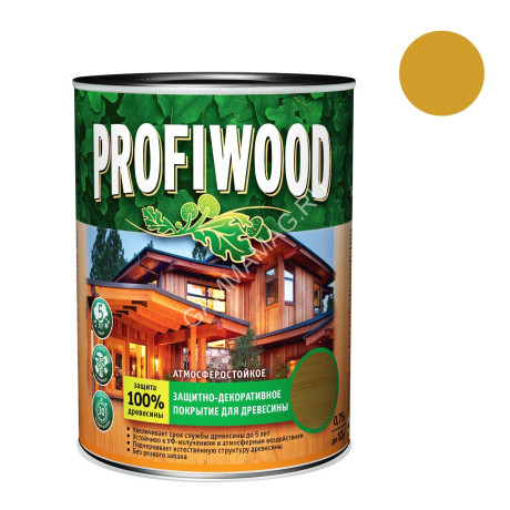 Защитно-декоративное покрытие для древесины алкидное калужница 0,7 кг PROFIWOOD *1/14/490