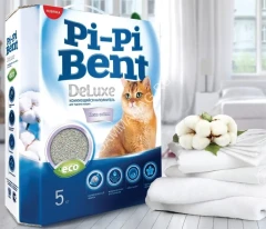 Наполнитель (Pi-Pi-Bent) 5кг DeLuxe Clean cotton комкующийся для кошек