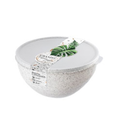 Миска пластм. с крышкой "Granite" 1,0л 160х155х80мм Белый арт.69402 ("Полимербыт) *1/8