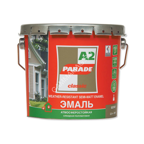 Эмаль алкидная белая полуматовая 2,5 л PARADE А2 универсальная *1/3/144