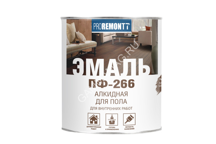 Эмаль ПФ-266 для пола красно-коричневая 0,9 кг Проремонт *1/14