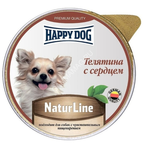 Happy Dog Natur Line 0,125кг телятина с сердцем паштет для собак