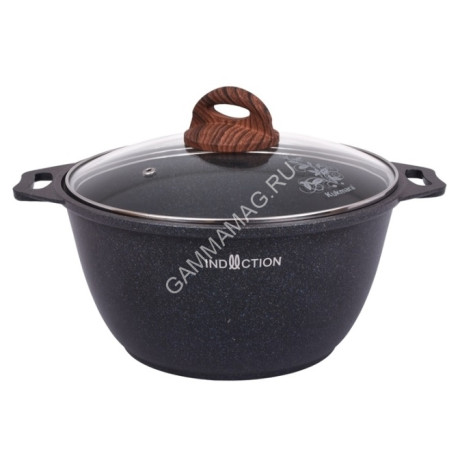 Кастрюля алюм. литая а/приг. Kukmara "Granit Ultra Induction" blue 4,0л Стекл.кр. кгги42а *1/3