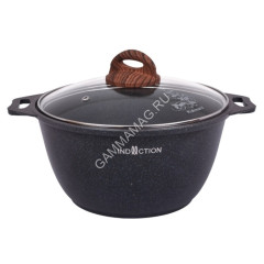 Кастрюля алюм. литая а/приг. Kukmara "Granit Ultra Induction" blue 4,0л Стекл.кр. кгги42а *1/3