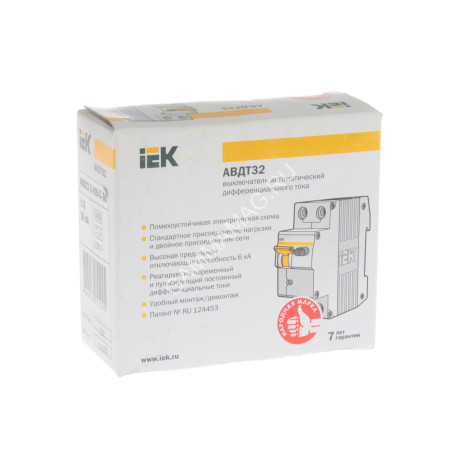 Авт.выкл. диф.тока IEK 16А 2мод С 1п+N тип А 30мА 6kA АВДТ-32 ИЭК MAD22-5-016-C-030 *1/6