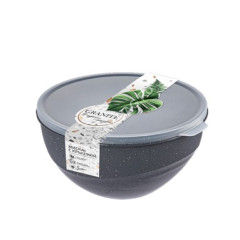 Миска пластм. с крышкой "Granite" 1,0л 160х155х80мм Серый арт.69405 ("Полимербыт) *1/8