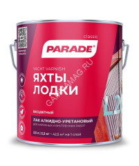 Лак алкидно-уретановый яхтный глянцевый 2,5 л PARADE L-20 *1/3/144