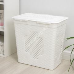 Корзина для белья пластм. 85л "Плетенка-Люкс" 570х390х580мм Белый М3405 (ЗПИ "Альтернатива") *1/4