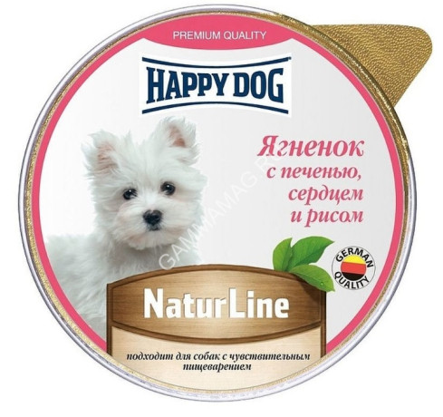 Happy Dog Natur Line 0,125кг ягненок с печенью, сердцем и рисом паштет для щенков