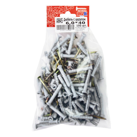 Дюбель с шурупом BROZEX 6,0*40 пакет (100шт) *1/20