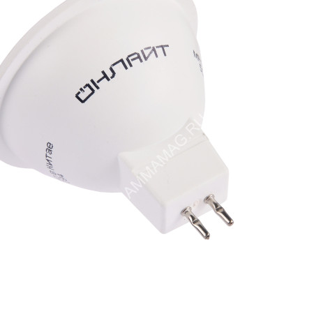 Лампа светодиодная 5W GU5,3 рефлектор 3К теплый MR16 ОНЛАЙТ 71637 *10/200