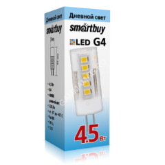 Лампа светодиодная капсульная 4,5W-12V G4 4К нейтральный Smartbuy *10/100/500