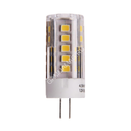 Лампа светодиодная капсульная 4,5W-12V G4 4К нейтральный Smartbuy *10/100/500