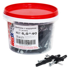 Дюбель с шурупом BROZEX 6,0*40 с усом ВЕДРО (150шт) *6