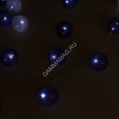 Гирлянда Нить 5м 20LED белый Клубки лиловые прозрачная нить 220V IP20 3590728 *1/20