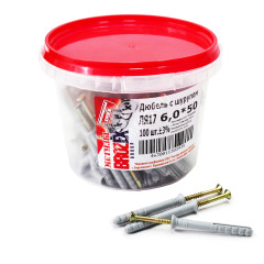 Дюбель с шурупом BROZEX 6,0*50 ВЕДРО (100шт) *6