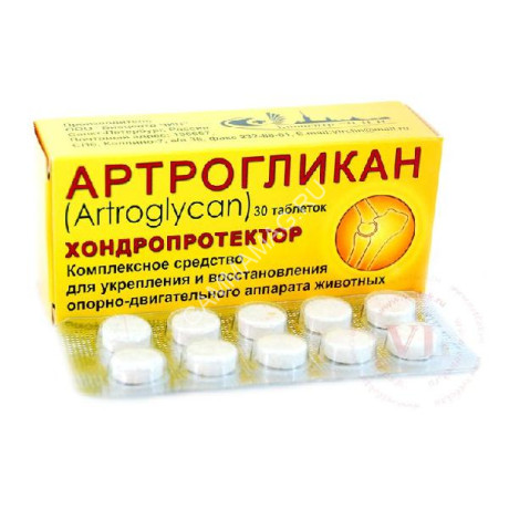 Артрогликан 30 таб. кормовая добавка хондропротектор, для профилактики и восстановления хрящей и суставов