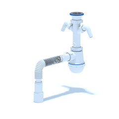 Сифон бутылочный 1 1/2"*40 с двумя отводами с гибкой трубой 40x40/50 АНИ ГРОТ А1115 *1/25