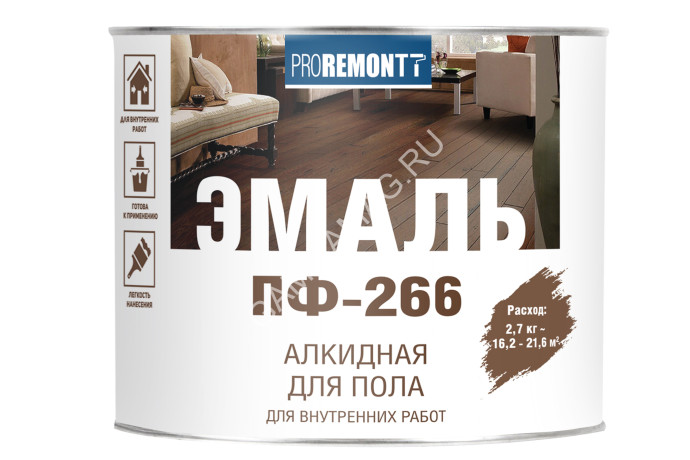 Эмаль ПФ-266 для пола красно-коричневая 2,7 кг Проремонт *1/6