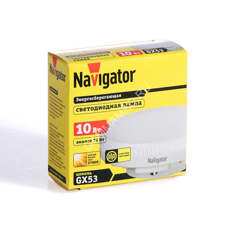 Лампа светодиодная 10W GX53 таблетка 2,7К теплый матовая Navigator 61016 *10/100