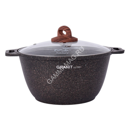 Кастрюля алюм. литая а/приг. Kukmara "Granit ultra" original 2,0л Стекл.кр. кго22а (Кукмор) *1/3
